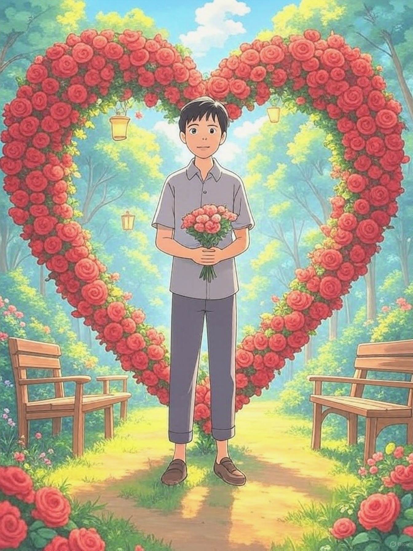 AI anime portrait with geometric lighting