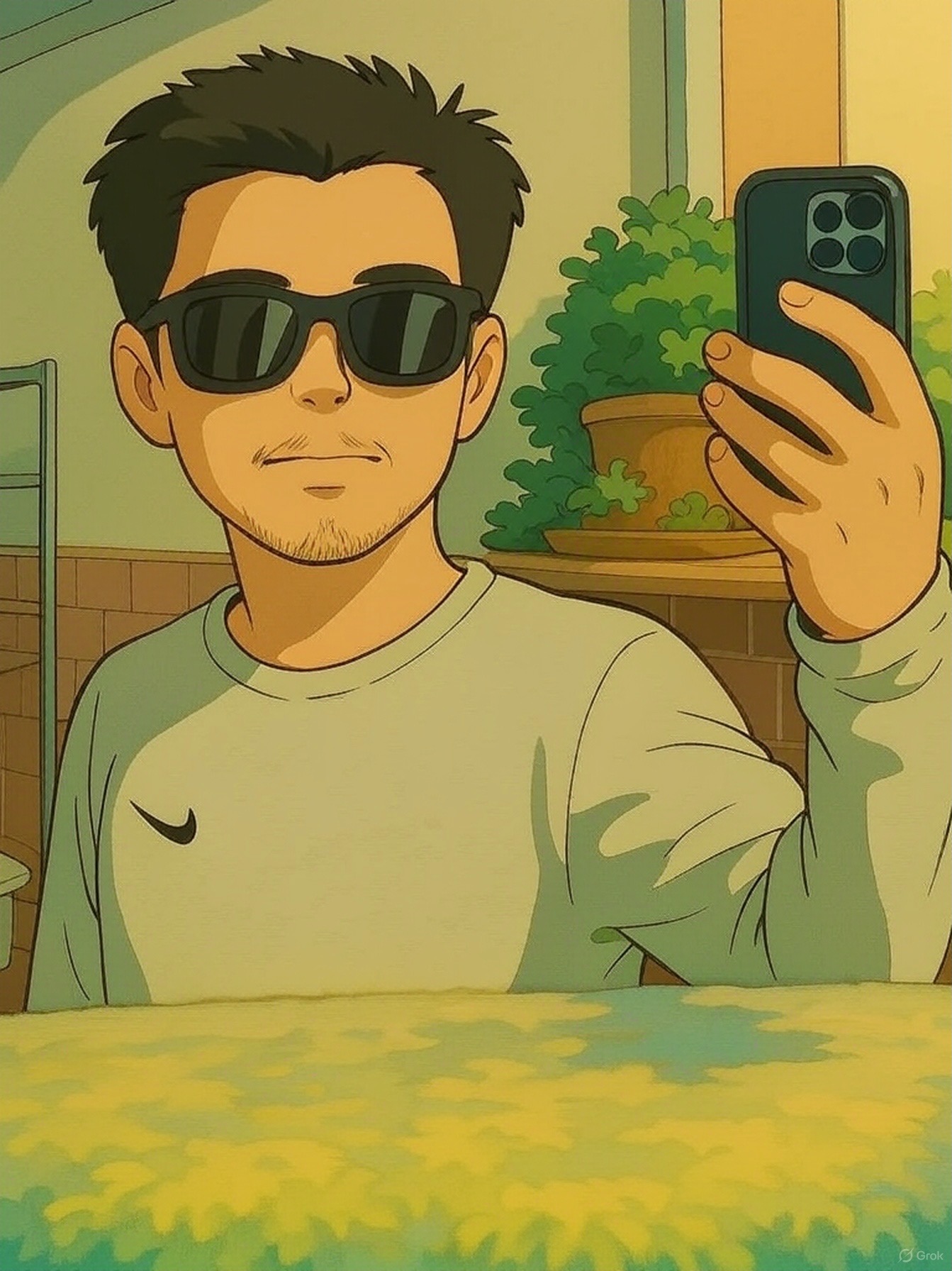 AI anime portrait in neon lighting